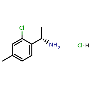 Chemical structure of (S)-1-(2-chloro-4-methylphenyl)ethan-1-amine hydrochloride , CAS 2682097-28-3, AChemBlock V144860