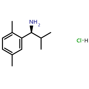 Chemical structure of (S)-1-(2,5-dimethylphenyl)-2-methylpropan-1-amine hydrochloride , CAS 1391435-34-9, AChemBlock V144867