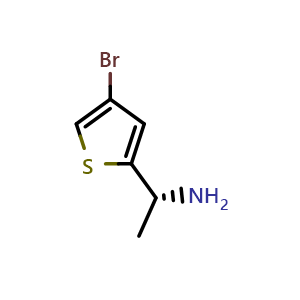 Chemical structure of (R)-1-(4-bromothiophen-2-yl)ethan-1-amine , CAS 1212816-88-0, AChemBlock V144868