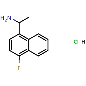 Chemical structure of 1-(4-fluoronaphthalen-1-yl)ethan-1-amine hydrochloride , CAS 1211473-33-4, AChemBlock V144872