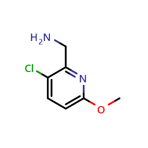Chemical structure of (3-Chloro-6-methoxypyridin-2-yl)methanamine , CAS 1060810-37-8, AChemBlock V144874