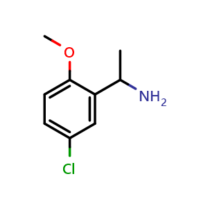 Chemical structure of 1-(5-chloro-2-methoxyphenyl)ethan-1-amine , CAS 35253-21-5, AChemBlock V144882