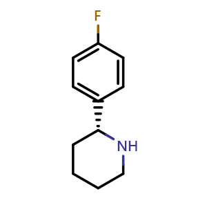 Chemical structure of (R)-2-(4-fluorophenyl)piperidine , CAS 1187468-21-8, AChemBlock V144889
