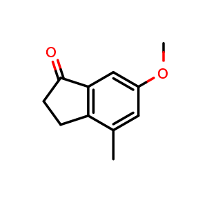 Chemical structure of 6-methoxy-4-methyl-2,3-dihydro-1H-inden-1-one , CAS 89837-18-3, AChemBlock V144908