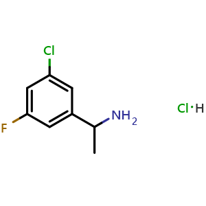 Chemical structure of 1-(3-chloro-5-fluorophenyl)ethan-1-amine hydrochloride , CAS 2203194-97-0, AChemBlock V144934
