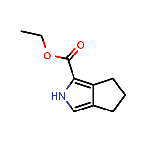Chemical structure of 2,4,5,6-tetrahydro-Cyclopenta[c]pyrrole-1-carboxylic acid ethyl ester , CAS 128812-35-1, AChemBlock V144941