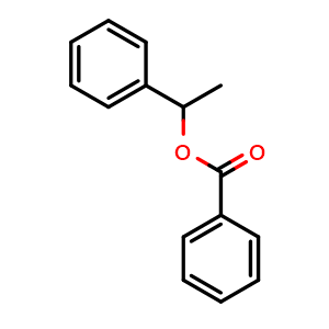 Chemical structure of 1-phenylethyl benzoate , CAS 13358-49-1, AChemBlock V144949