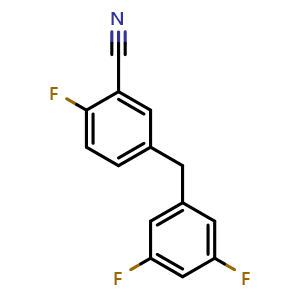 Chemical structure of 5-(3,5-difluorobenzyl)-2-fluorobenzonitrile , CAS 1108745-25-0, AChemBlock V144966