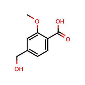 Chemical structure of 4-(hydroxymethyl)-2-methoxybenzoic acid , CAS 158089-31-7, AChemBlock V144969