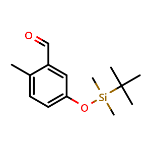 Chemical structure of 5-((tert-butyldimethylsilyl)oxy)-2-methylbenzaldehyde , CAS 894077-56-6, AChemBlock V144974