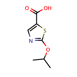 Chemical structure of 2-isopropoxythiazole-5-carboxylic acid , CAS 1864477-46-2, AChemBlock V144975