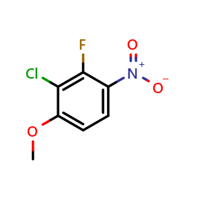 Chemical structure of 2-chloro-3-fluoro-1-methoxy-4-nitrobenzene , CAS 1935267-43-8, AChemBlock V144981