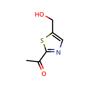 Chemical structure of 1-(5-(hydroxymethyl)thiazol-2-yl)ethanone , CAS 1202769-39-8, AChemBlock V145006