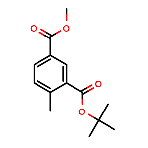 Chemical structure of 3-(tert-butyl) 1-methyl 4-methylisophthalate , CAS 2816914-68-6, AChemBlock V145012