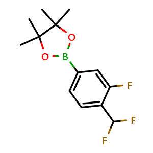 Chemical structure of 2-(4-(difluoromethyl)-3-fluorophenyl)-4,4,5,5-tetramethyl-1,3,2-dioxaborolane , CAS 1310949-75-7, AChemBlock V145019