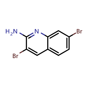 Chemical structure of 3,7-dibromoquinolin-2-amine , CAS 2511738-86-4, AChemBlock V145025