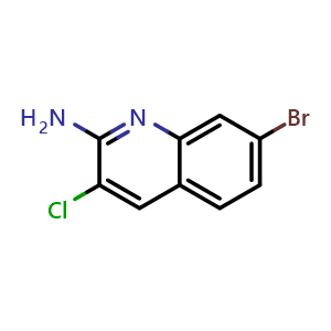 Chemical structure of 7-bromo-3-chloroquinolin-2-amine , CAS 2086768-55-8, AChemBlock V145026