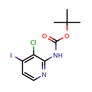 Chemical structure of tert-butyl (3-chloro-4-iodopyridin-2-yl)carbamate , CAS 2565765-07-1, AChemBlock V145051