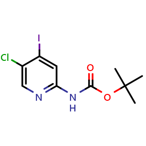 Chemical structure of tert-butyl (5-chloro-4-iodopyridin-2-yl)carbamate , CAS 1260671-56-4, AChemBlock V145052