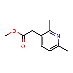 Chemical structure of methyl 2-(2,6-dimethylpyridin-3-yl)acetate , CAS 72563-36-1, AChemBlock V145099