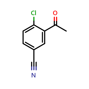 Chemical structure of 3-acetyl-4-chlorobenzonitrile , CAS 120569-07-5, AChemBlock V145101
