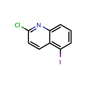 Chemical structure of 2-chloro-5-iodoquinoline , CAS 455955-26-7, AChemBlock V145110