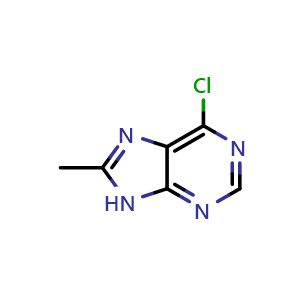 Chemical structure of 6-chloro-8-methyl-9H-purine , CAS 92001-52-0, AChemBlock V145111