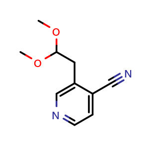 Chemical structure of 3-(2,2-dimethoxyethyl)isonicotinonitrile , CAS 97308-54-8, AChemBlock V145179