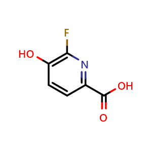 Chemical structure of 6-fluoro-5-hydroxypicolinic acid , CAS 1256788-39-2, AChemBlock V145183