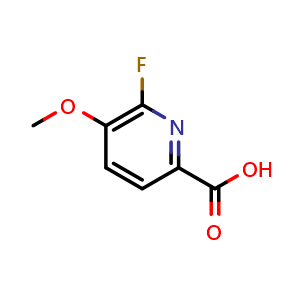 Chemical structure of 6-fluoro-5-methoxypicolinic acid , CAS 1211532-01-2, AChemBlock V145184