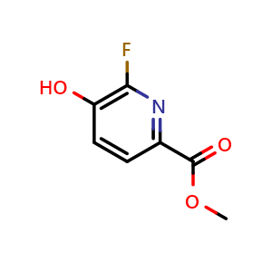 Chemical structure of methyl 6-fluoro-5-hydroxypicolinate , CAS 1256788-43-8, AChemBlock V145185