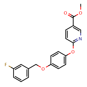 Chemical structure of methyl 6-(4-((3-fluorobenzyl)oxy)phenoxy)nicotinate , CAS 2816913-98-9, AChemBlock V145188