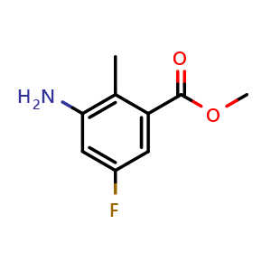 Chemical structure of methyl 3-amino-5-fluoro-2-methylbenzoate , CAS 697739-04-1, AChemBlock V145201