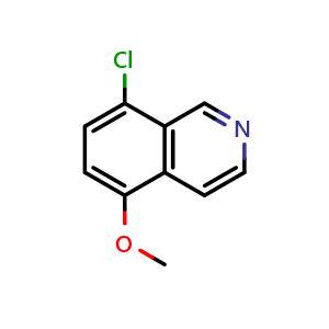 Chemical structure of 8-chloro-5-methoxyisoquinoline , CAS 1421600-95-4, AChemBlock V145212