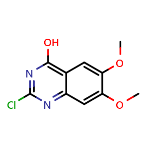 Chemical structure of 2-chloro-6,7-dimethoxyquinazolin-4-ol , CAS 20197-86-8, AChemBlock V145218