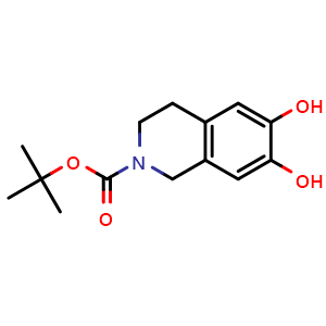 Chemical structure of tert-butyl 6,7-dihydroxy-3,4-dihydroisoquinoline-2(1H)-carboxylate , CAS 921224-56-8, AChemBlock V145226