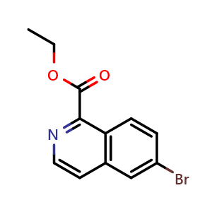 Chemical structure of Ethyl 6-Bromoisoquinoline-1-carboxylate , CAS 1020576-70-8, AChemBlock V145231