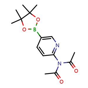 Chemical structure of N-acetyl-N-(5-(4,4,5,5-tetramethyl-1,3,2-dioxaborolan-2-yl)pyridin-2-yl)acetamide , AChemBlock V145245