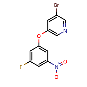 Chemical structure of 3-bromo-5-(3-fluoro-5-nitrophenoxy)pyridine , CAS 1539531-51-5, AChemBlock V145255