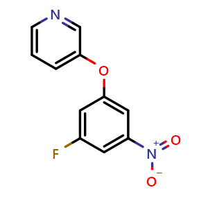 Chemical structure of 3-(3-fluoro-5-nitrophenoxy)pyridine , CAS 803700-29-0, AChemBlock V145257