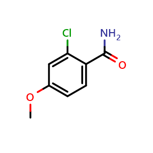Chemical structure of 2-chloro-4-methoxybenzamide , CAS 633313-76-5, AChemBlock V145262