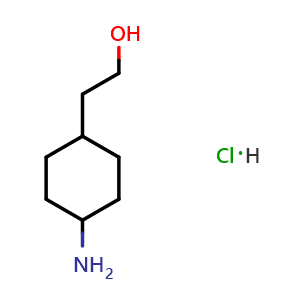 Chemical structure of 2-(4-aminocyclohexyl)ethan-1-ol hydrochloride , CAS 2411442-62-9, AChemBlock V145281