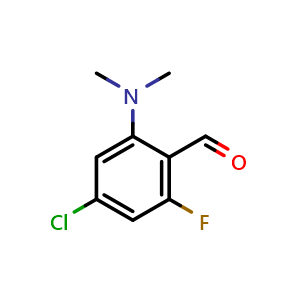 Chemical structure of 4-chloro-2-(dimethylamino)-6-fluorobenzaldehyde , CAS 2891598-60-8, AChemBlock V145285