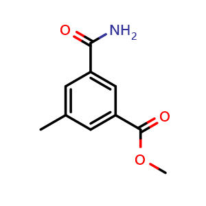 Chemical structure of methyl 3-carbamoyl-5-methylbenzoate , CAS 1824431-27-7, AChemBlock V145291