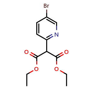 Chemical structure of diethyl 2-(5-bromopyridin-2-yl)malonate , CAS 1215098-80-8, AChemBlock V145294