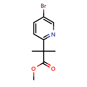 Chemical structure of Methyl 2-(5-bromopyridin-2-yl)-2-methylpropanoate , CAS 869349-03-1, AChemBlock V145298