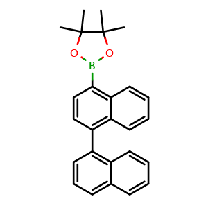 Chemical structure of 2-([1,1'-binaphthalen]-4-yl)-4,4,5,5-tetramethyl-1,3,2-dioxaborolane , CAS 1417523-06-8, AChemBlock V145303