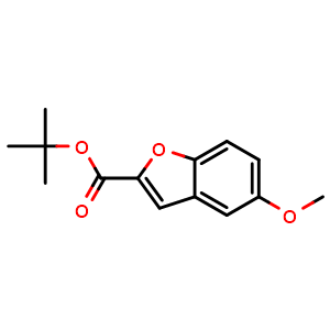Chemical structure of tert-butyl 5-methoxybenzofuran-2-carboxylate , CAS 1447608-52-7, AChemBlock V145331