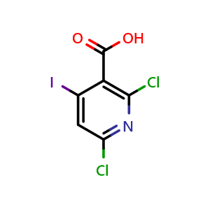 Chemical structure of 2,6-dichloro-4-iodonicotinic acid , CAS 343781-55-5, AChemBlock V145347