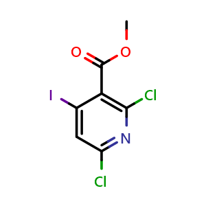 Chemical structure of methyl 2,6-dichloro-4-iodonicotinate , CAS 1309866-40-7, AChemBlock V145348